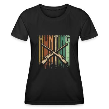 Retro Vintage Hunting Hunter - Frauen Funktions-T-Shirt - Schwarz - Vorne - AI Model Female 172 light (172cm)