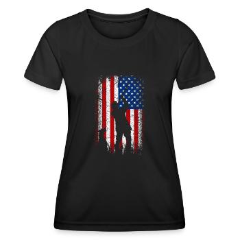 Usa American flag 4th of july Hunting - Women's Functional T-Shirt - black - Front - AI Model Female 172 light (172cm)