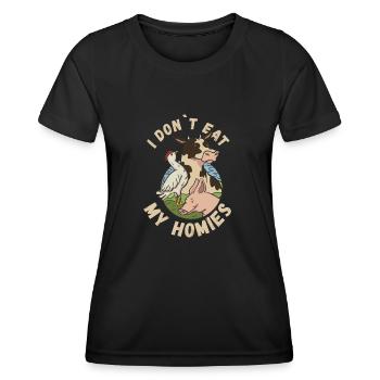 Lustiger veganer Spruch nicht Tiere - Frauen Funktions-T-Shirt - Schwarz - Vorne - AI Model Female 172 light (172cm)