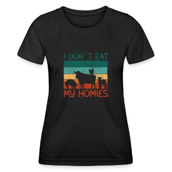 Lustiger veganer Spruch nicht Tiere - Frauen Funktions-T-Shirt - Schwarz - Vorne - AI Model Female 172 light (172cm)