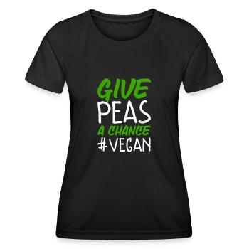Erbsen eine Chance geben Lustig Vegan - Frauen Funktions-T-Shirt - Schwarz - Vorne - AI Model Female 172 light (172cm)