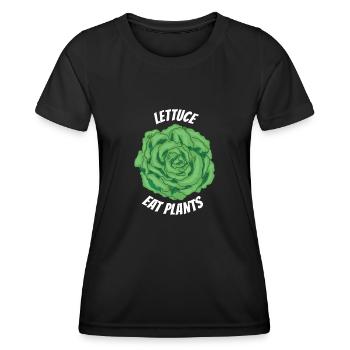 Salat essen Pflanzen Lustig Vegan - Frauen Funktions-T-Shirt - Schwarz - Vorne - AI Model Female 172 light (172cm)
