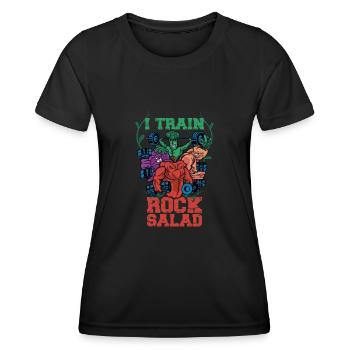 Ich trainiere Rock Salat Lustige vegane Fitness - Frauen Funktions-T-Shirt - Schwarz - Vorne - AI Model Female 172 light (172cm)