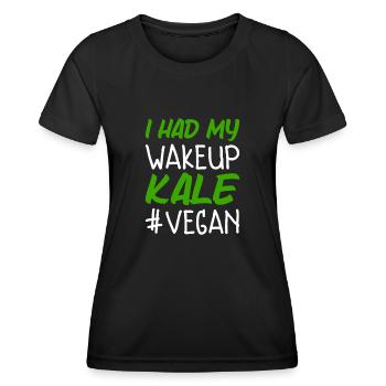 Ich hatte meinen Wakeup Grünkohl Lustig Vegan - Frauen Funktions-T-Shirt - Schwarz - Vorne - AI Model Female 172 light (172cm)