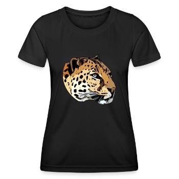 Leopard animal head predator animal motif with wild animals - Women's Functional T-Shirt - black - Front - AI Model Female 172 light (172cm)