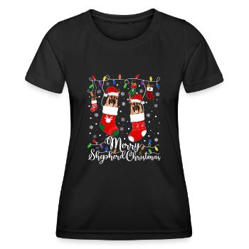 German Shepherd Christmas German Shepherd Xmas - Frauen Funktions-T-Shirt - Schwarz - Vorne - AI Model Female 172 light (172cm)