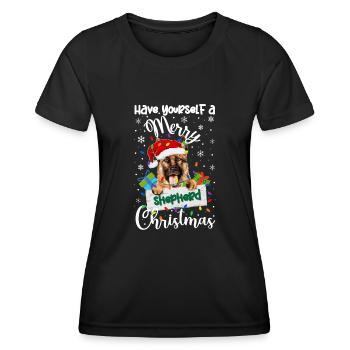 German Shepherd Christmas German Shepherd Xmas - Frauen Funktions-T-Shirt - Schwarz - Vorne - AI Model Female 172 light (172cm)