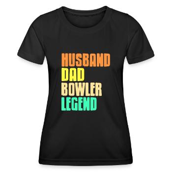 Husband Dad Bowler Legend - Frauen Funktions-T-Shirt - Schwarz - Vorne - AI Model Female 172 light (172cm)