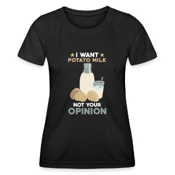 Kartoffel Milch Spruch Vegane Milch - Frauen Funktions-T-Shirt - Schwarz - Vorne - AI Model Female 172 light (172cm)