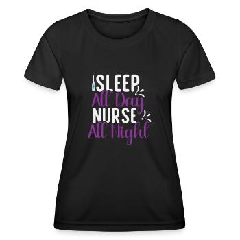 Schlafen Tag Krankenschwester die ganze Nacht - Frauen Funktions-T-Shirt - Schwarz - Vorne - AI Model Female 172 light (172cm)