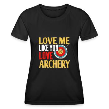 Aime-moi comme tu aimes le tir à l’arc - T-shirt sport Femme - noir - Devant - AI Model Female 172 light (172cm)