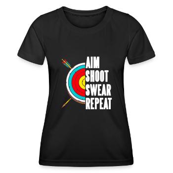 Aim Shoot Swear Repeat - Women's Functional T-Shirt - black - Front - AI Model Female 172 light (172cm)