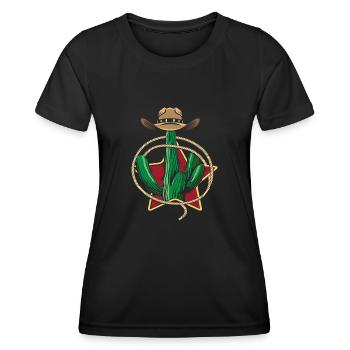 Cactus de l’Ouest - T-shirt sport Femme - noir - Devant - AI Model Female 172 light (172cm)