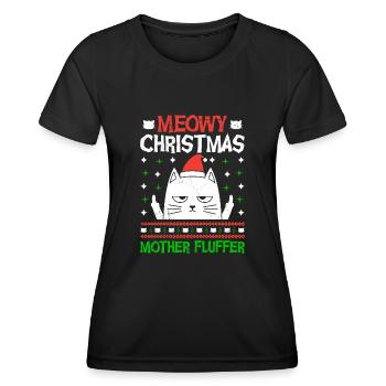 Meowy Christmas Mother Fluffer Cats Christmas - T-shirt sport Femme - noir - Devant - AI Model Female 172 light (172cm)