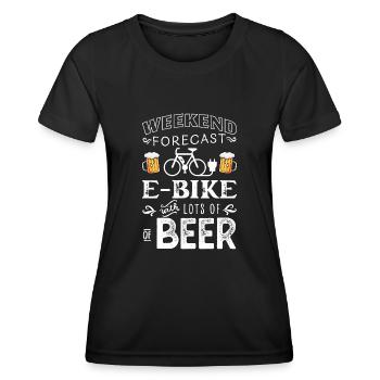 Funny Weekend Forecast EBike & Beer - Women's Functional T-Shirt - black - Front - AI Model Female 172 light (172cm)