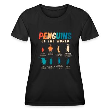 Pingouins, Pingouins, Amateurs de Pingouins - T-shirt sport Femme - noir - Devant - AI Model Female 172 light (172cm)