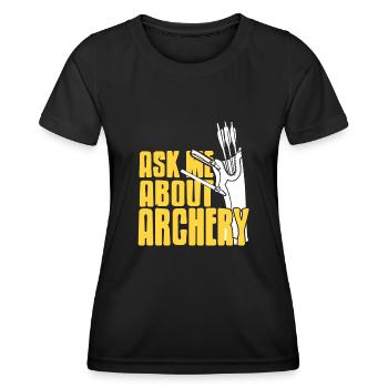 Posez-moi des questions sur le tir à l’arc - T-shirt sport Femme - noir - Devant - AI Model Female 172 light (172cm)