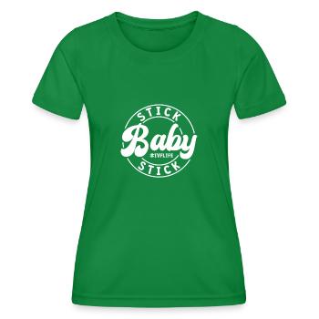 Stick Baby Stick, IVF Transfer Day - Women's Functional T-Shirt - kelly green - Front - AI Model Female 172 dark (172cm)