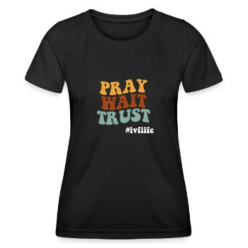 Priez Wait Trust, FIV de fécondation in vitro Groovy - T-shirt sport Femme - noir - Devant - AI Model Female 172 light (172cm)