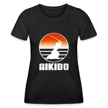 Aikido Kämpfer mit schwert - Frauen Funktions-T-Shirt - Schwarz - Vorne - AI Model Female 172 light (172cm)