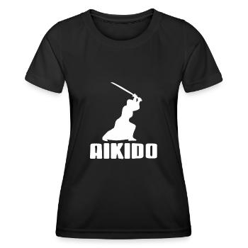 Aikido fighter with sword - Women's Functional T-Shirt - black - Front - AI Model Female 172 light (172cm)