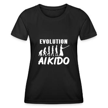 Evolution Aikido - Frauen Funktions-T-Shirt - Schwarz - Vorne - AI Model Female 172 light (172cm)