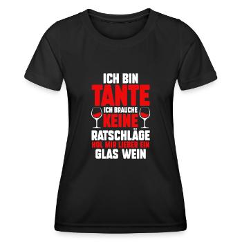 Patinntante Patin Wein Tante - Frauen Funktions-T-Shirt - Schwarz - Vorne - AI Model Female 172 light (172cm)