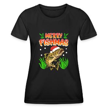 Trout Angler Joyeux Fishmas Angler Noël - T-shirt sport Femme - noir - Devant - AI Model Female 172 light (172cm)