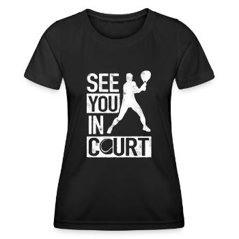 Tennis player, Tennis, Tennis - Women's Functional T-Shirt - black - Front - AI Model Female 172 light (172cm)