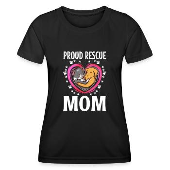 Proud rescue mom - Frauen Funktions-T-Shirt - Schwarz - Vorne - AI Model Female 172 light (172cm)