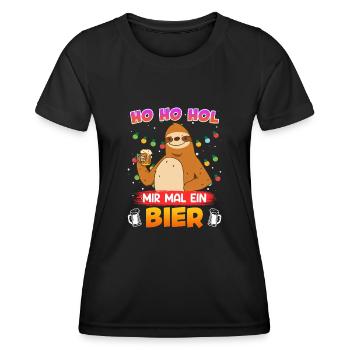 Ho Hol mir mal ein Bier Faultier Biertrinker - Frauen Funktions-T-Shirt - Schwarz - Vorne - AI Model Female 172 light (172cm)