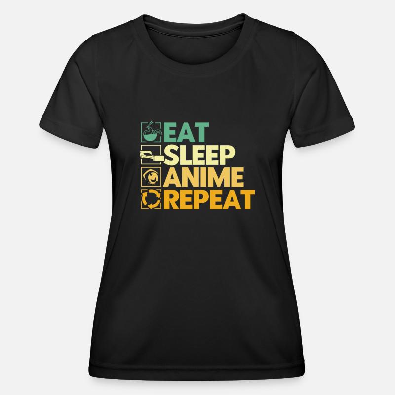 Eat Sleep Anime Repeat - Women's Functional T-Shirt - black