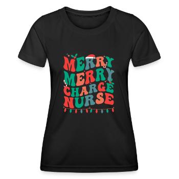 Charge Nurse Christmas Charge Nursing Xmas Gifts - Women's Functional T-Shirt - black - Front - AI Model Female 172 light (172cm)