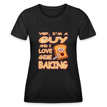 Yep im a guy and i love anime and Baking - Frauen Funktions-T-Shirt - Schwarz - Vorne - AI Model Female 172 light (172cm)