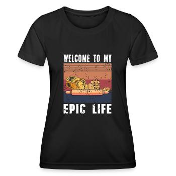 Bienvenue dans ma vie épique - T-shirt sport Femme - noir - Devant - AI Model Female 172 light (172cm)
