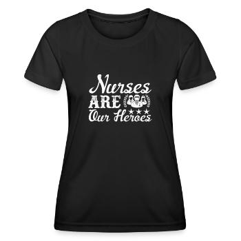 Nurses are our heroes - Women's Functional T-Shirt - black - Front - AI Model Female 172 light (172cm)