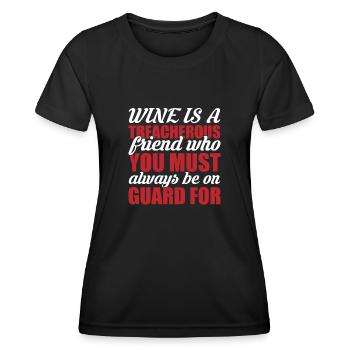 Le vin est un ami perfide - T-shirt sport Femme - noir - Devant - AI Model Female 172 light (172cm)