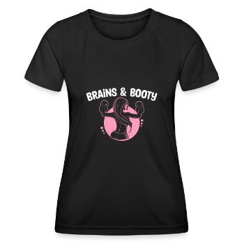 Kettlebell Women’s Dumbbell Workout Brains & Booty - T-shirt sport Femme - noir - Devant - AI Model Female 172 light (172cm)
