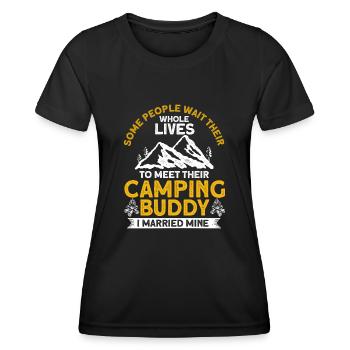 Cool Camping Buddies Cadeau Camping Buddy - T-shirt sport Femme - noir - Devant - AI Model Female 172 light (172cm)