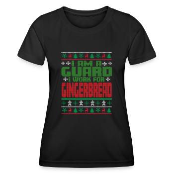 Security guard Christmas saying - Women's Functional T-Shirt - black - Front - AI Model Female 172 light (172cm)