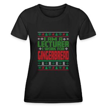 Lecturer Christmas Saying - Women's Functional T-Shirt - black - Front - AI Model Female 172 light (172cm)