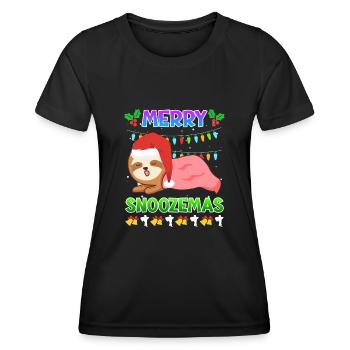Merry Snoozemas Faultier Faulheit - Frauen Funktions-T-Shirt - Schwarz - Vorne - AI Model Female 172 light (172cm)