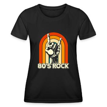 Vintage Retro 80s Rock Pommesgabel - Frauen Funktions-T-Shirt - Schwarz - Vorne - AI Model Female 172 light (172cm)