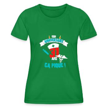 Cadeau femme infirmière anniversaire 31 ans - T-shirt sport Femme - vert - Devant - AI Model Female 172 dark (172cm)