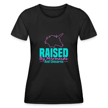 Raised by mermaids and unicorns - Women's Functional T-Shirt - black - Front - AI Model Female 172 light (172cm)