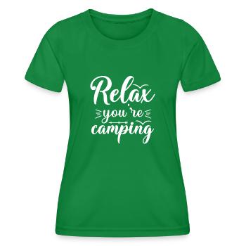 Entspannen, auf dem Campingplatz Wandershirt - Frauen Funktions-T-Shirt - Kelly Green - Vorne - AI Model Female 172 dark (172cm)