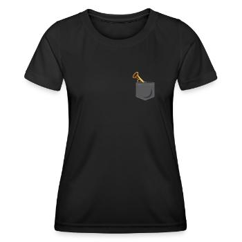 Poche trompettiste - T-shirt sport Femme - noir - Devant - AI Model Female 172 light (172cm)