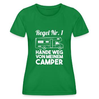 Wohnmobil Wohnwagen Caravan Camper Camping - Frauen Funktions-T-Shirt - Kelly Green - Vorne - AI Model Female 172 dark (172cm)