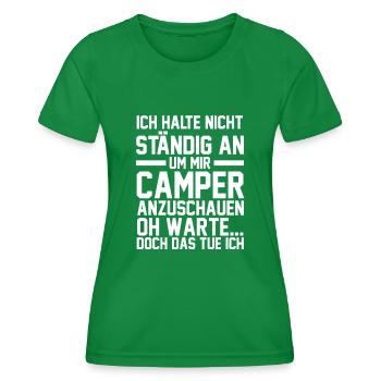 Wohnmobil Wohnwagen Caravan Camper Camping - Frauen Funktions-T-Shirt - Kelly Green - Vorne - AI Model Female 172 dark (172cm)