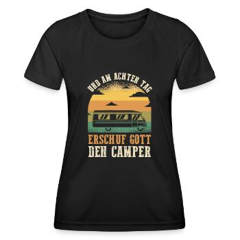 Wohnmobil Wohnwagen Caravan Camping Camper - Frauen Funktions-T-Shirt - Schwarz - Vorne - AI Model Female 172 light (172cm)